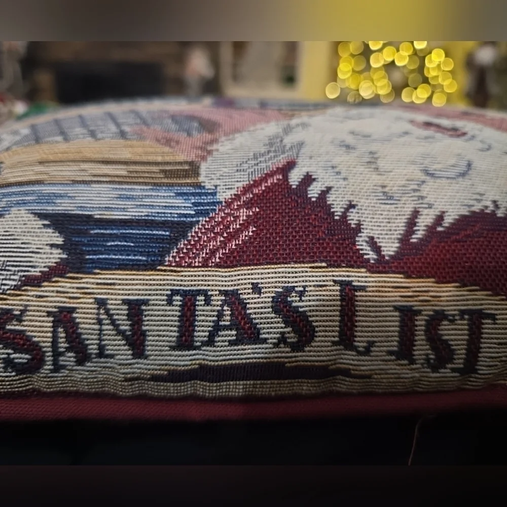 Vintage Santa Christmas List Pillow Mike Susan Amy Buffy Sally Jim Chris Allen